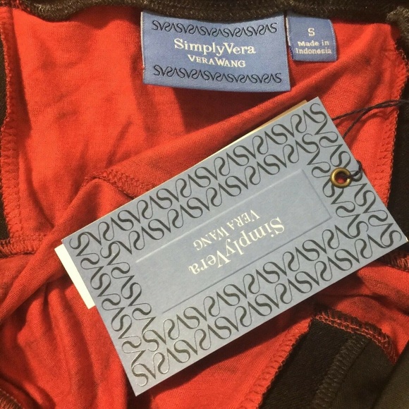 Simply Vera Sz S Top Red Black Velvet - Picture 5 of 7